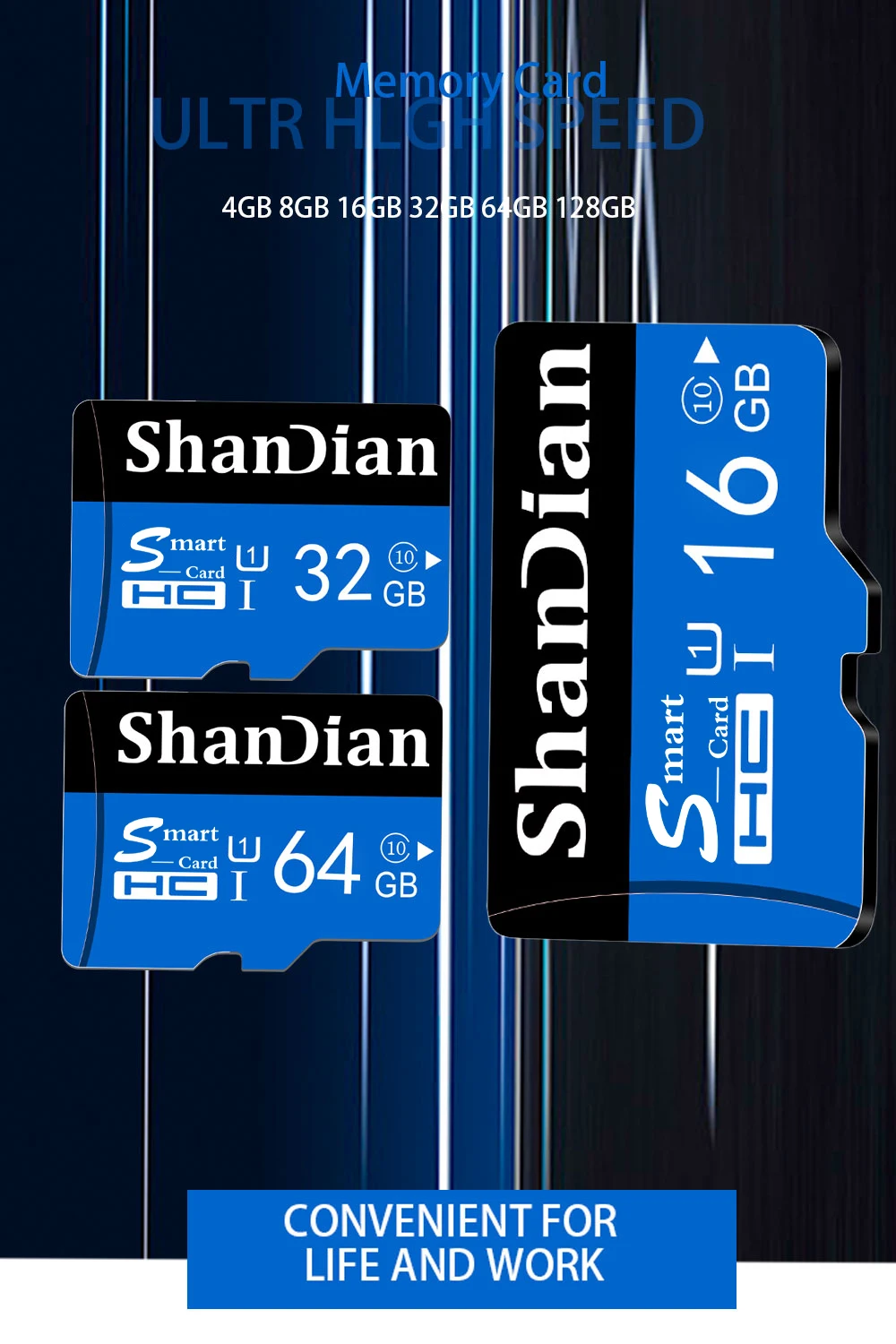 Высококачественная карта памяти SHANDIAN, класс 10, Смарт sd-карта, 8 ГБ, 16 ГБ, 32 ГБ, 64 ГБ, 128 ГБ, Смарт Мини TF карта, розничная посылка