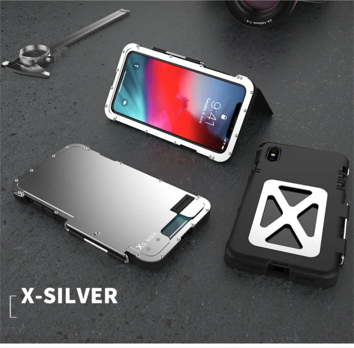 Серебристый Чехол для телефона для iPhone XS MAX, роскошный стальной металлический флип-чехол для iPhone X/XS MAX/XR, жесткий защитный чехол - Цвет: Серебристый