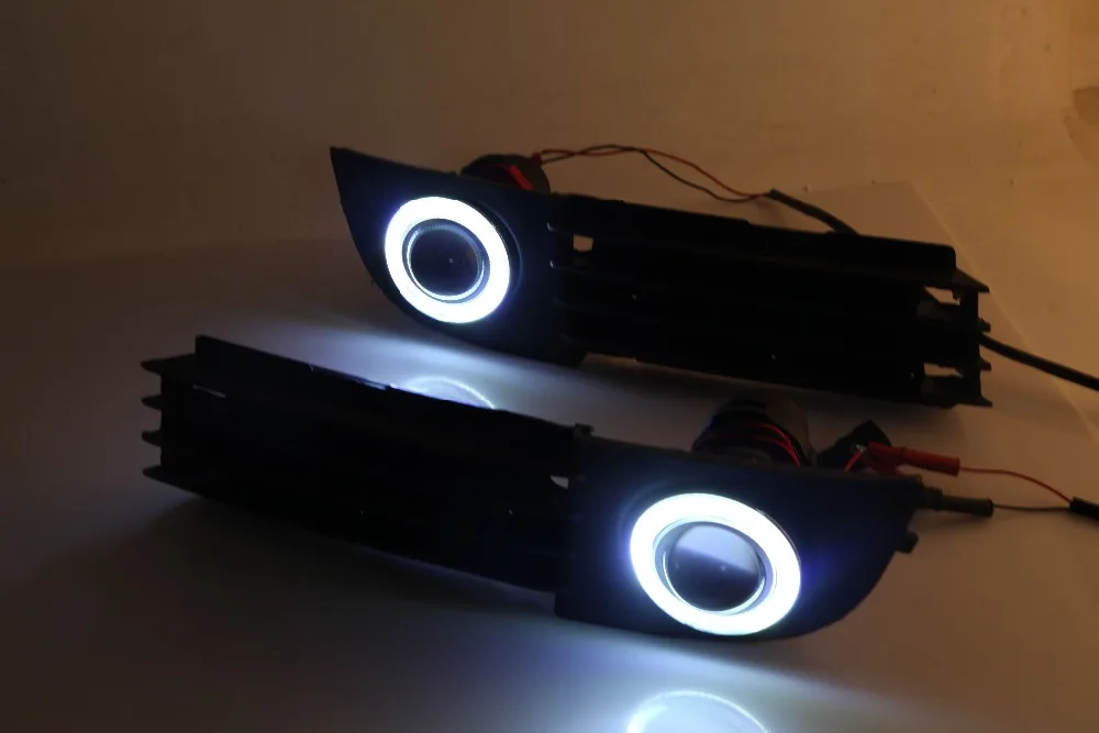 EOsuns инновационный COB angel eye Светодиодный дневной ходовой светильник DRL+ галогенный противотуманный светильник+ объектив проектора для Audi A6 A6L C5 2004