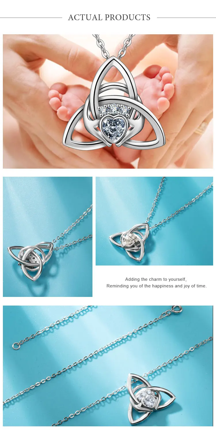 EUDORA уникальное 925 пробы Серебряное ожерелье с подвеской Claddagh модное ювелирное изделие с узлом для женщин детский подарок маме на день рождения D177