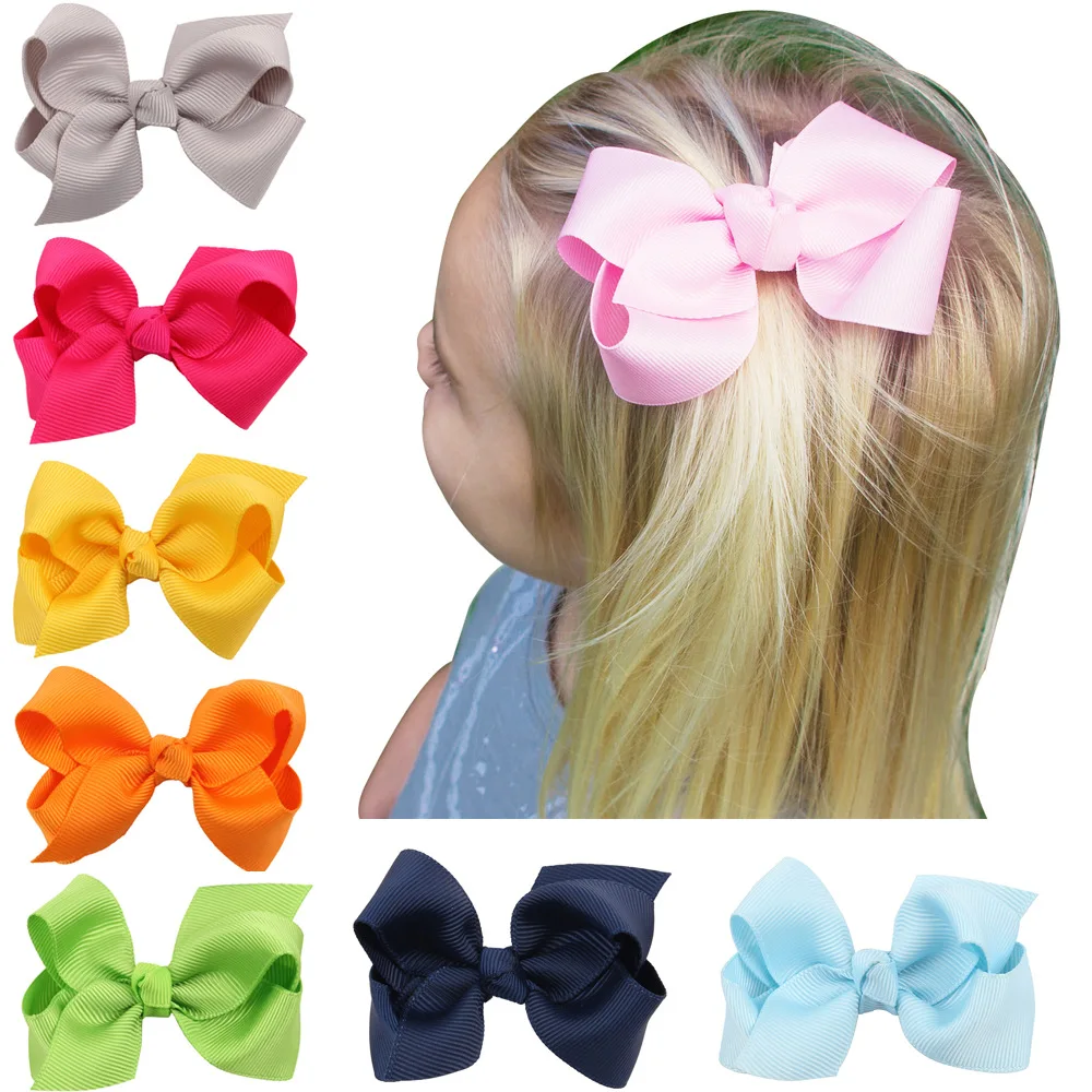 

20PCS/lot Solid Hair Hand Weaving Bows Girls 20 colors Solid Grosgrain Ribbon Hair Bow Kids Boutuique Hair Accessories 2017
