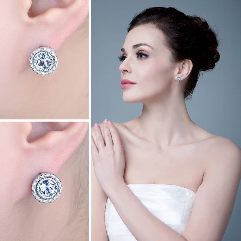 Jewelrypalace модные 5.7ct круглый фиолетовый аметист голубой топаз Серьги гвоздики