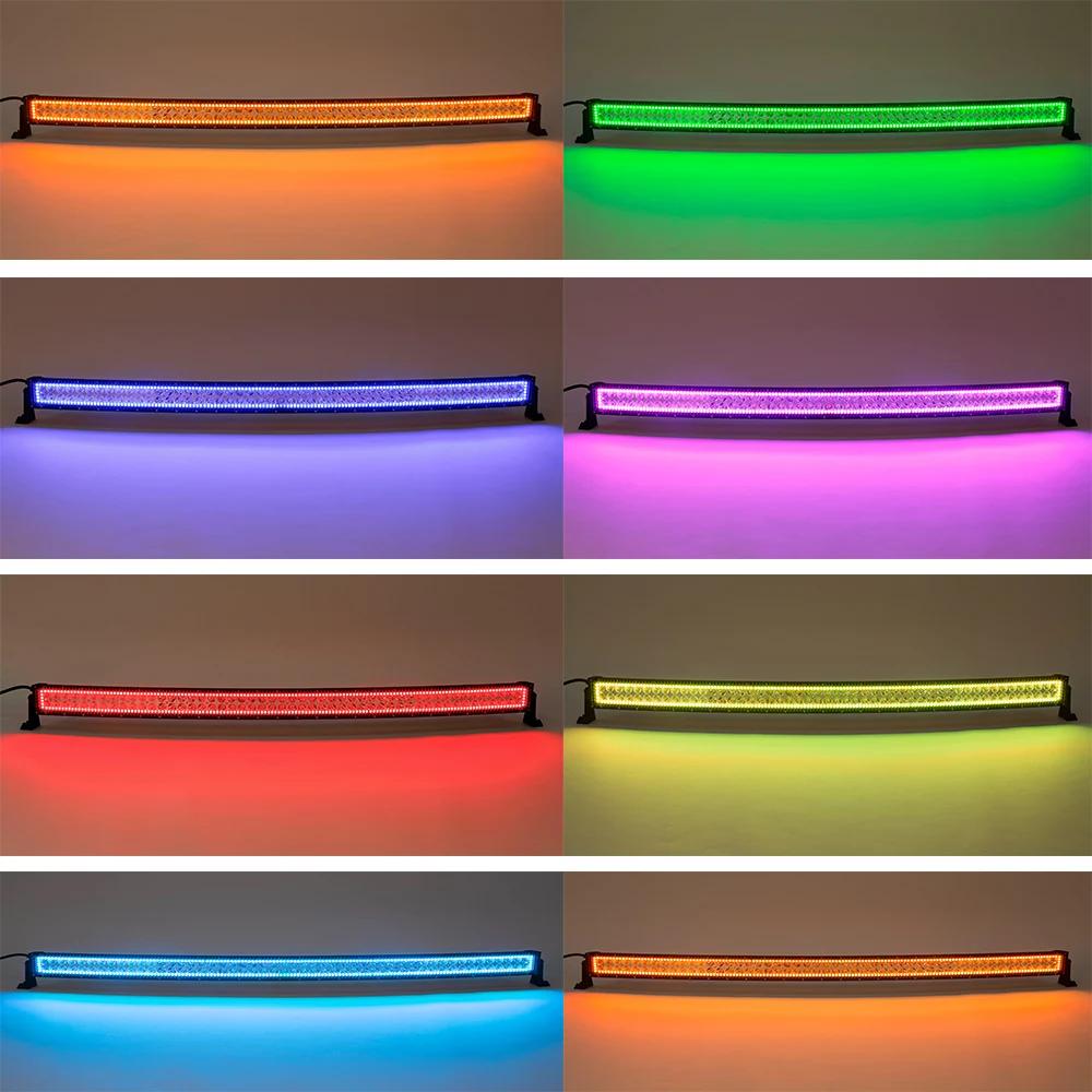 Белый 300 Вт 52 &quotизогнутые светодиодные бар RGB Halo Янтарный лампы для внедорожников