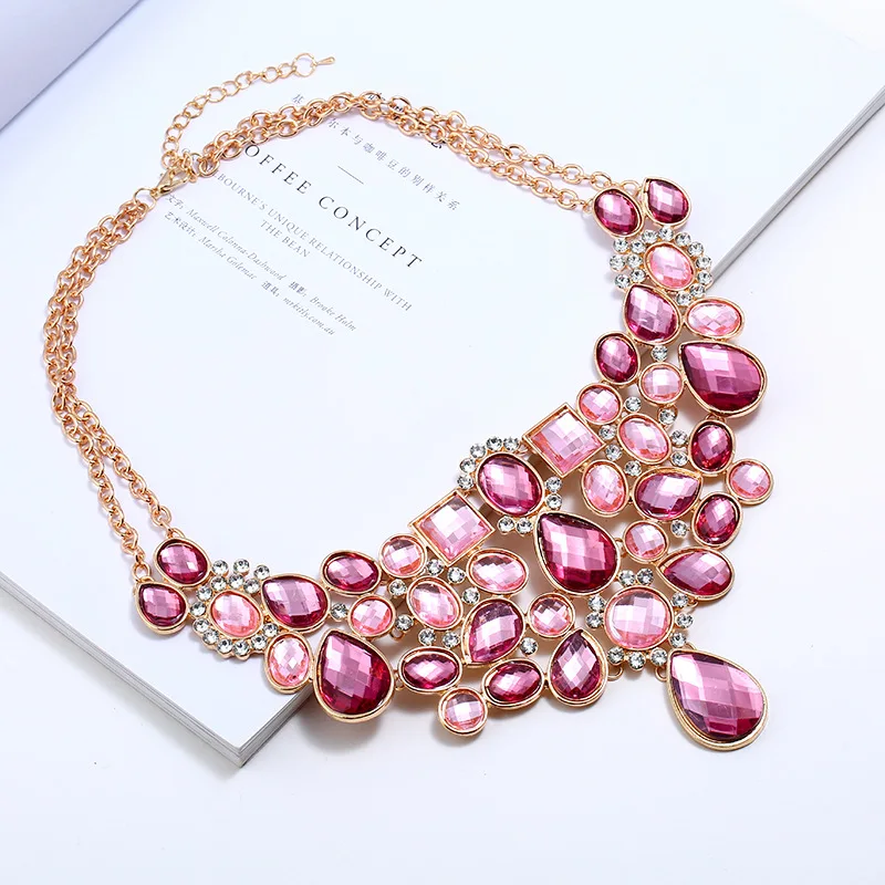 Seblasy Макси Большой себе капли воды цветы хрустальные ожерелья подвески для Для