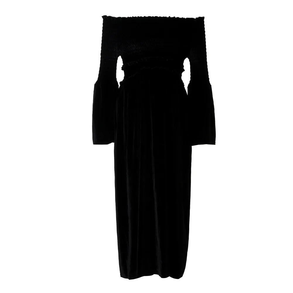 LONSANT Maternity dress Pregnant Women Off Shoulder Velvet Dress Pregnants Sexy Baby For Nursing Long | Мать и ребенок