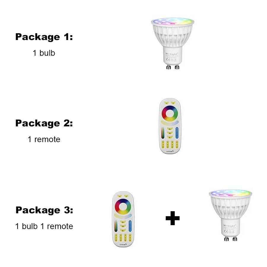 4 Вт затемнения 2.4 г Беспроводной milight светодиодные лампы GU10 RGB + CCT светодиодный