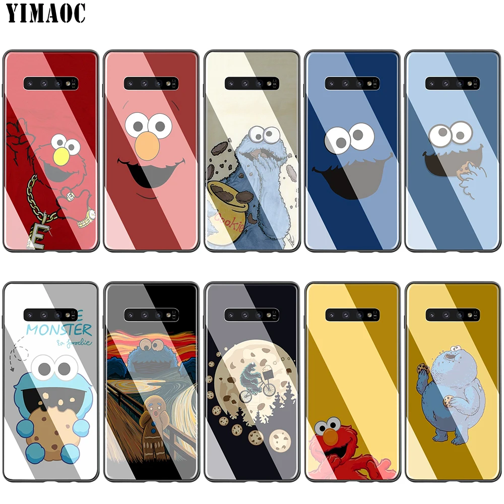 Стеклянный чехол Lavaza Elmo из ТПУ с изображением печенья для Samsung Note 8 9 S7 S8 S9 S10 A10 A20 A30