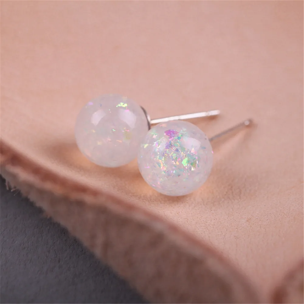 Высокое качество S925 красочные опал камень серьги с бисером из кристаллов Стразы