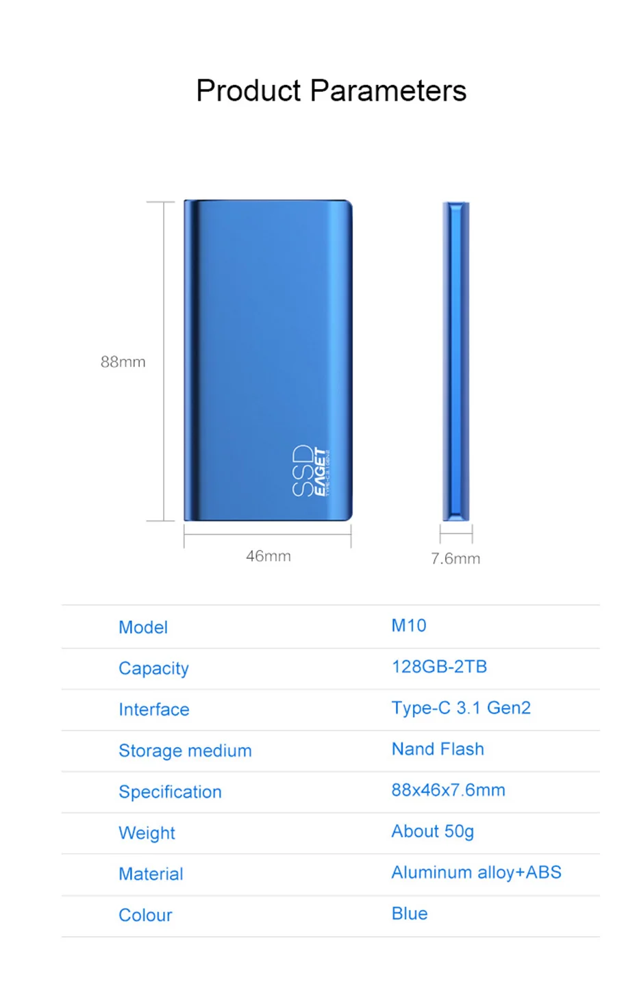 EAGET M10 высокое Скорость SSD USB 3,0 512 ГБ 1 ТБ внешний твердотельный накопитель 800 МБ/с. Тип-C 3,1