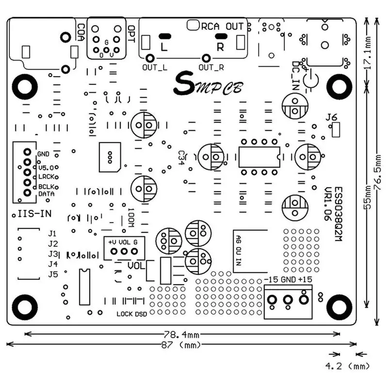 Es9038 Hifi Q2M Dac Dsd декодер поддержка Iis 384 кГц коаксиальный волоконный Dop для усилителя