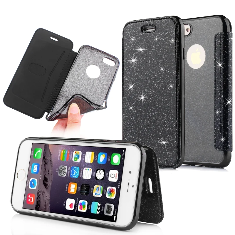Glitter Slim Leather Wallet Flip Phone Cover For iPhone X XR XS MAX Case for iphone 7 8 6 6S Plus 5 5S SE Soft TPU Back |