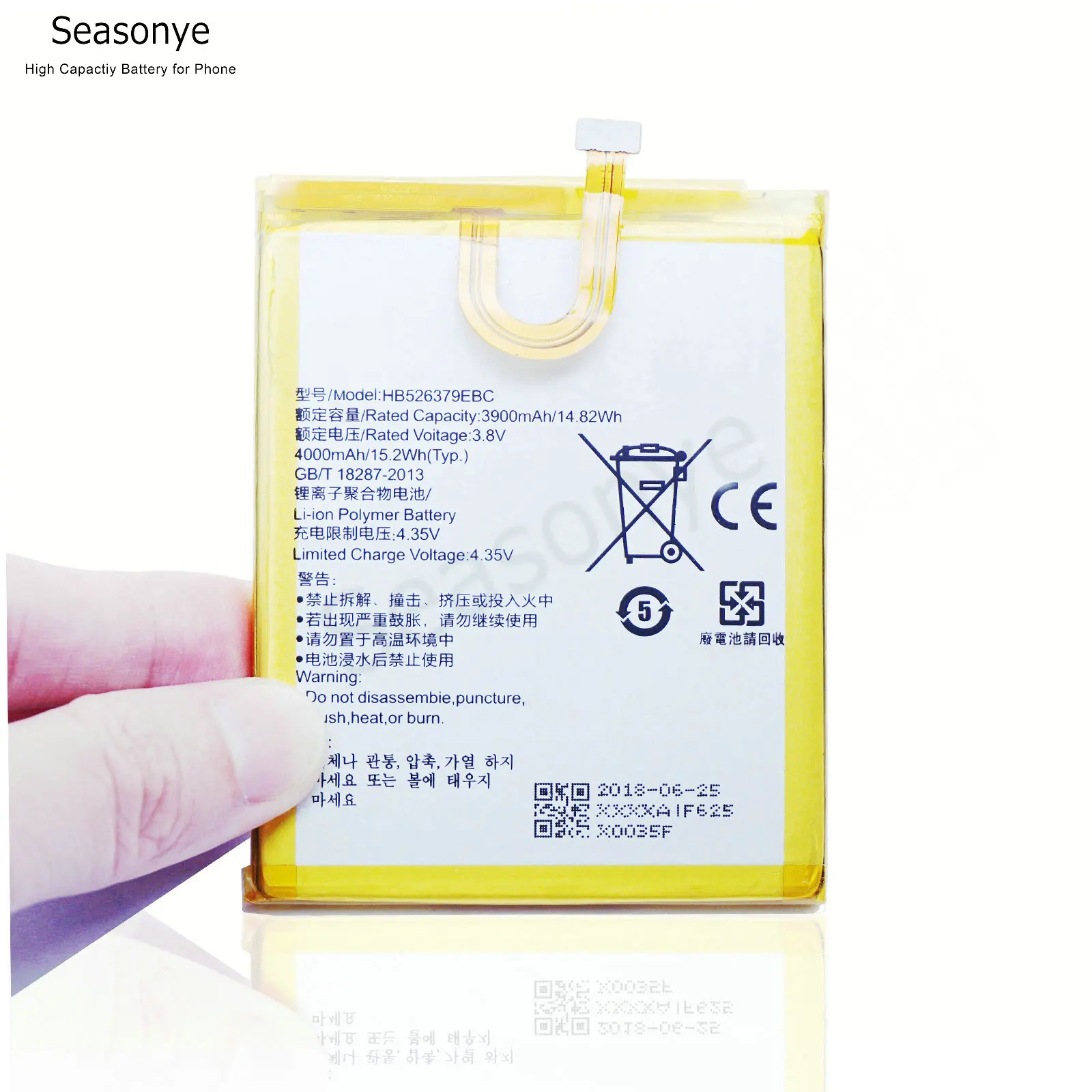 Seasonye 3900 мАч/14.82Wh HB526379EBC Аккумулятор для сотового телефона Huawei Честь 4C Pro Y6 Enjoy 5 TIT-L01
