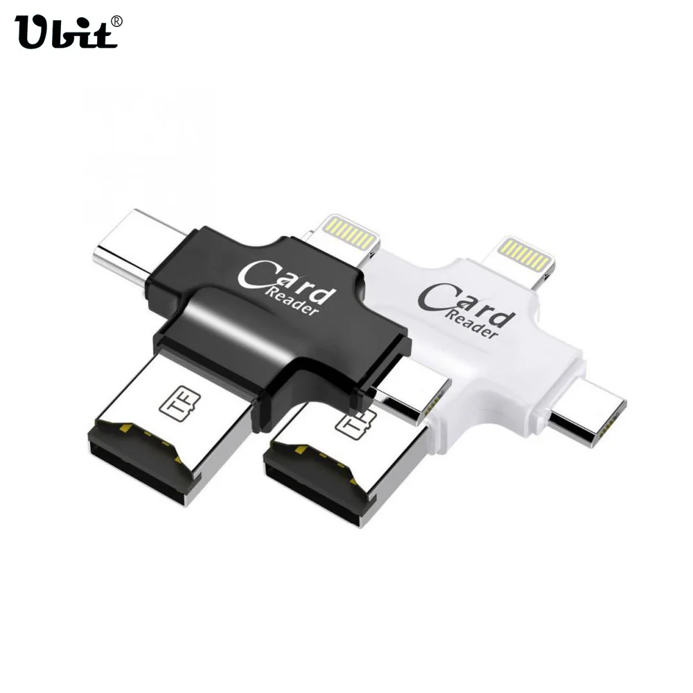 Адаптер для считывания карт памяти Ubit 4 в 1 Type c/Lightning/Micro USB/USB 2 0 адаптер OTG Android