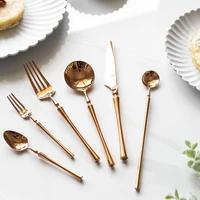 stainless steel cutlery shiny rose gold cutlery set excellent gift kitchen accessories spoon with lunch box lunch knife and fork