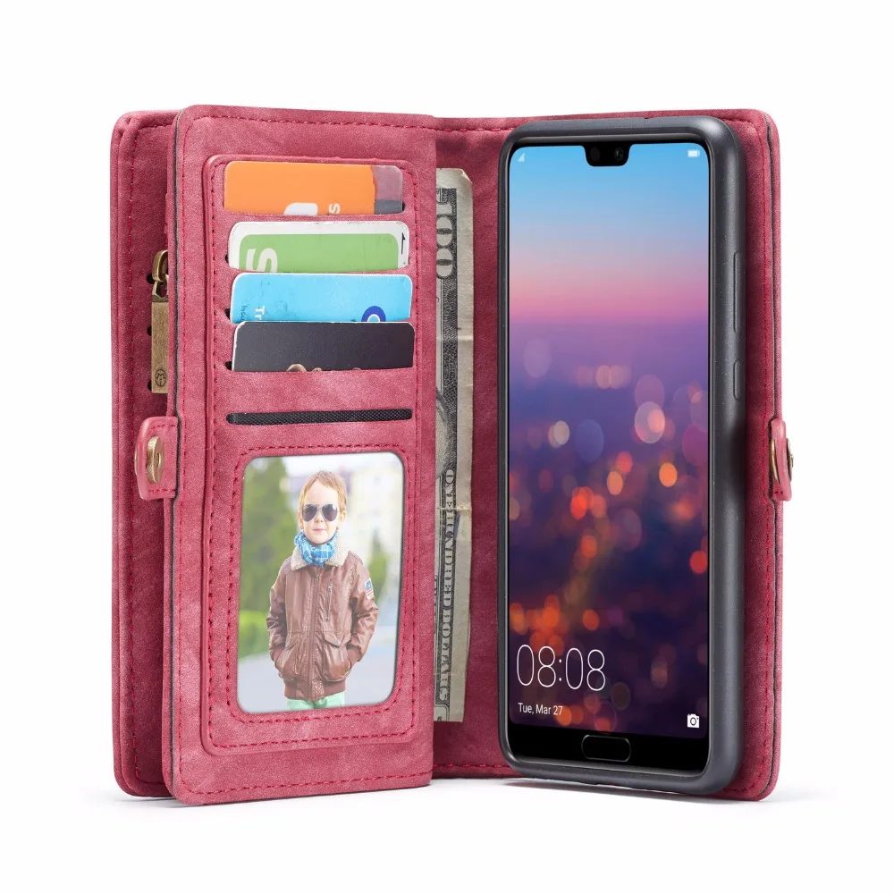 Магнитный чехол кошелек CaseMe для Huawei Mate 20 P20 P30 Pro откидной съемный из коровьей кожи