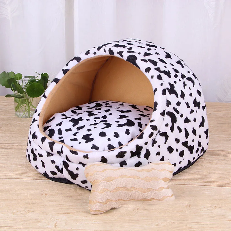 Cow House Зимняя теплая для щенков собак, Лежанка для домашних животных, съемные собачьи Коты, кровати для маленьких собак, кошек Kedi Katten, коврик Kennes Mascotas, товары для домашних животных - Цвет: Cow House