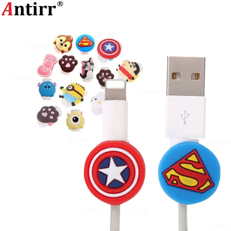 Симпатичный мультяшный защитный чехол для USB кабеля зарядного устройства