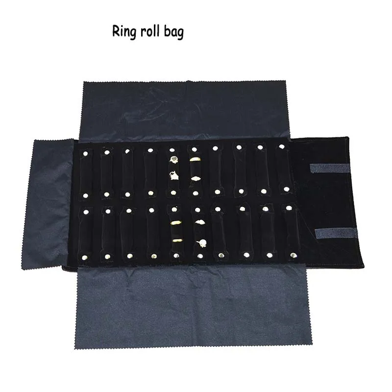 Ring bag Улучшенный черный кожаный Мульти-функциональные украшения Дисплей сумка Цепочки и ожерелья ролл дорожная сумка Кольцо Серьги Органайзер складная сумка для хранения - Цвет: Ring bag