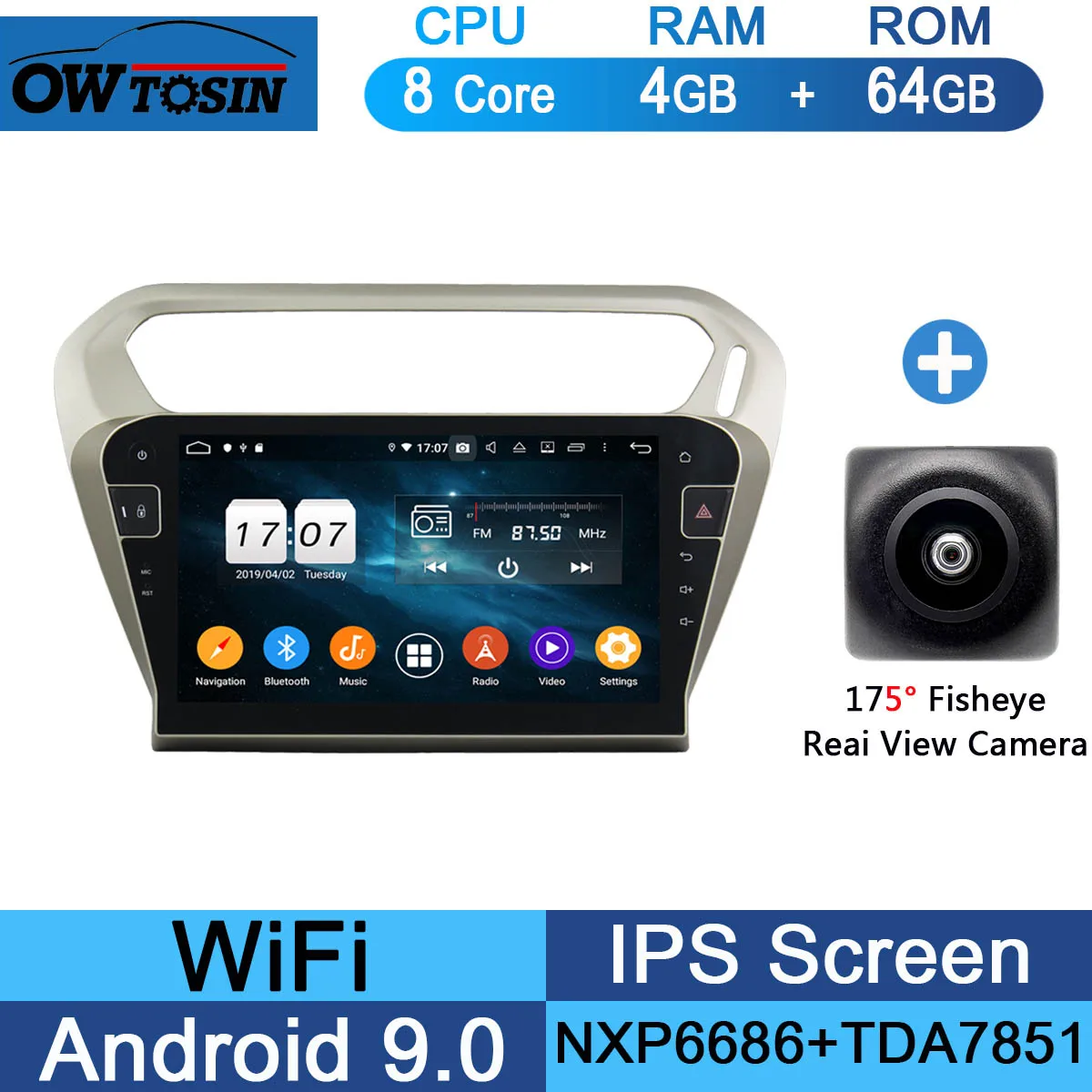 64G Fisheye Camera 10," ips Android 9,0 Восьмиядерный 4G+ 64G Автомобильный dvd-плеер мультимедиа для Citroen Elysee peugeot 301 2013- радио gps Parrot BT - Цвет: 64G Fisheye Camera