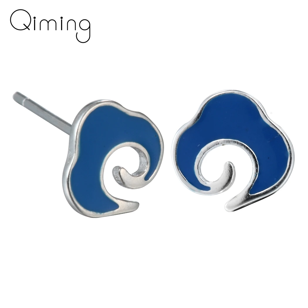 

Женские серьги-гвоздики с эмалью, маленькие серьги с голубым облаком, Ювелирное Украшение