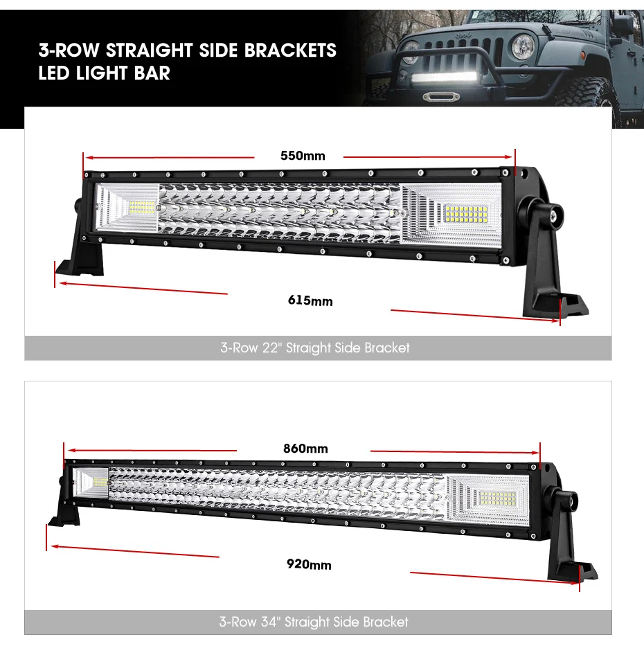 Oslamp 3 ряда 1" 20" 2" 34" 4" 50" прямой/изогнутый СВЕТОДИОДНЫЙ светильник бар 4x4 внедорожный светодиодный рабочий светильник 6000 К пятно+ Наводнение Combo Луч светодиодный бар