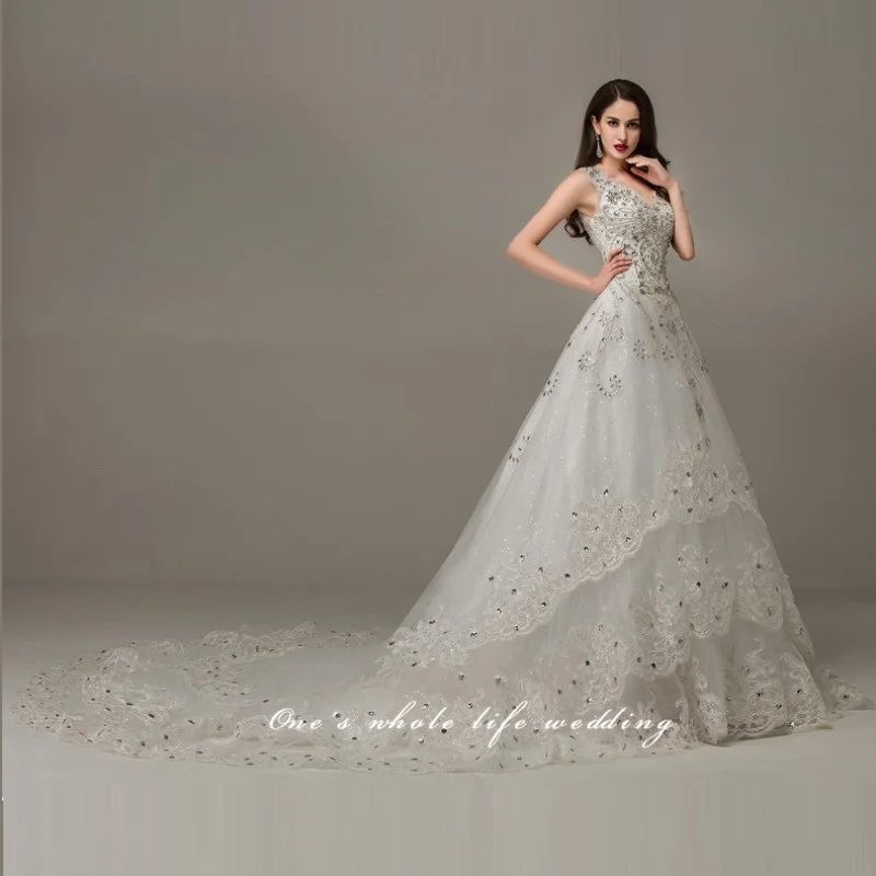 Vestido де Noiva 2016 новинка роскошная линия кружева свадебные платья с обширными