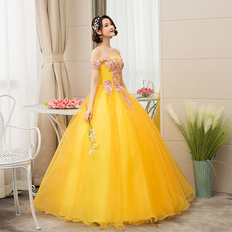 Quinceanera/платья Новинка 2021 года Золотые кружевные платья с открытыми плечами 15 Anos