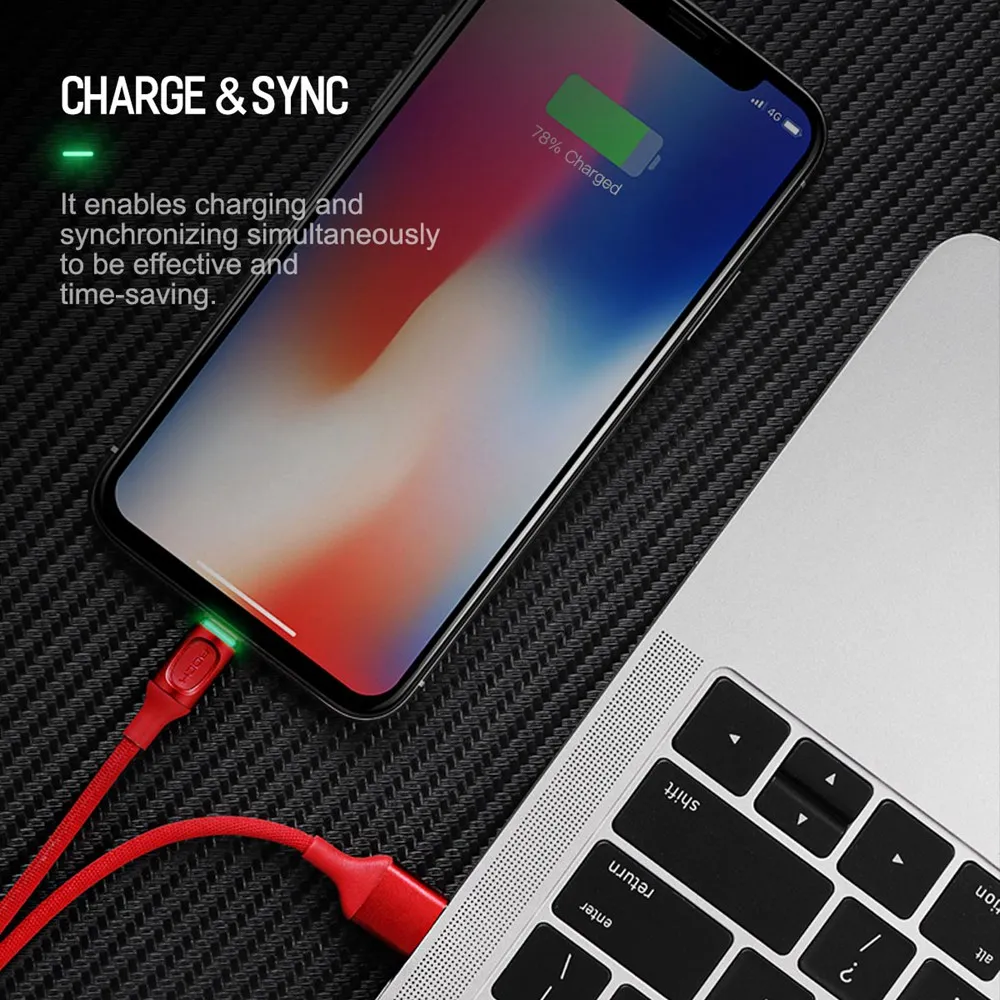 ROCK автоматическое отключение USB кабель для iPhone X 7 Plus 5 V/2.1A светодиодный свет быстрая зарядка кабель синхронизации данных для iPhone 10 8 5s 6 6s iPad