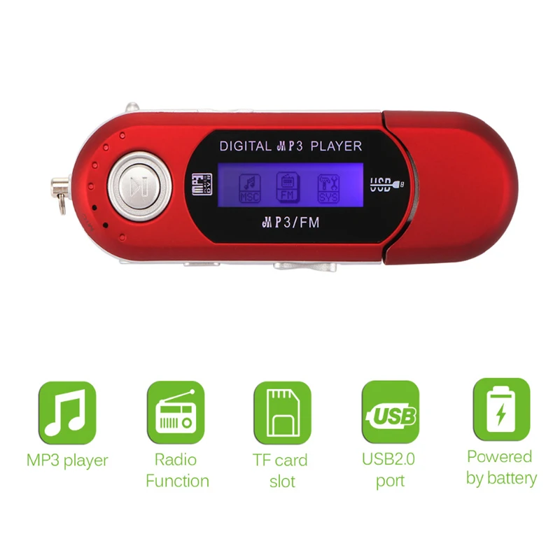 DPRUI Мода портативный MP3 плеер ЖК экран Поддержка USB Flash 32 ГБ TF слот для карты