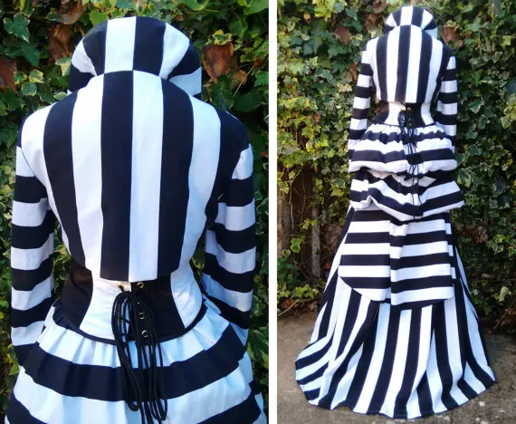 Beetlejuice cosplay costume dress medieval black and white stripe custom made | Тематическая одежда и униформа
