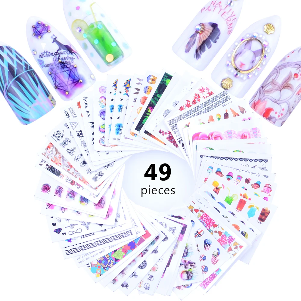 49 дизайнов Набор стикеров для ногтей черное перо Ловец снов наклейка слайдер