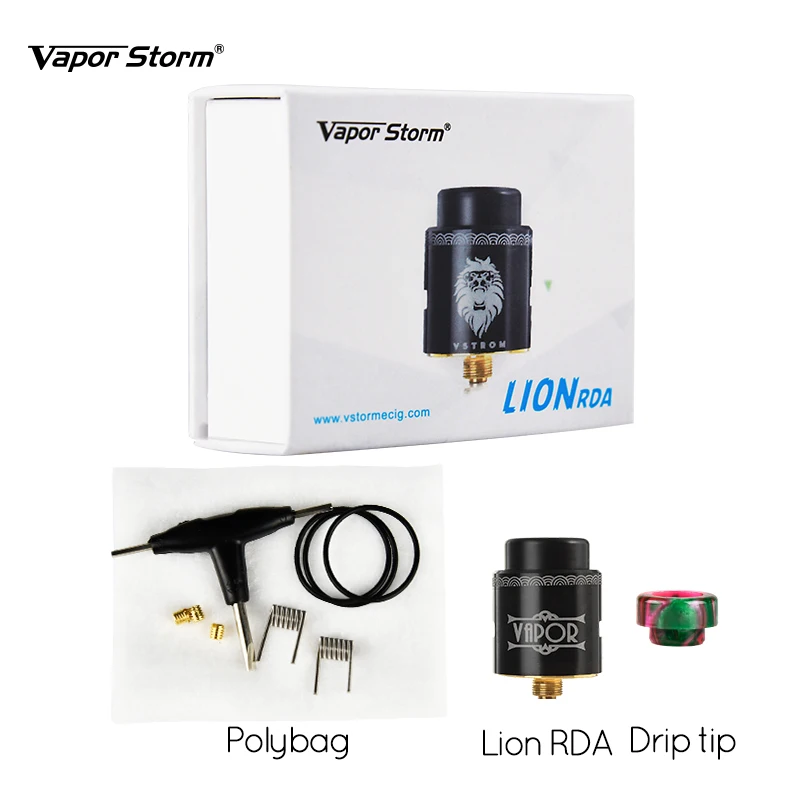 

100% original vapor storm lion RDA Atomizer 24 mm 510 Thread Dual Core Coil 3 Stages Airflow Control RDA Tank