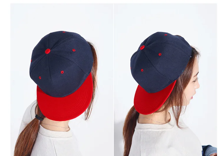 Однотонная Снэпбэк Кепка двухцветная Хип Хоп плоская шляпа 6 панелей