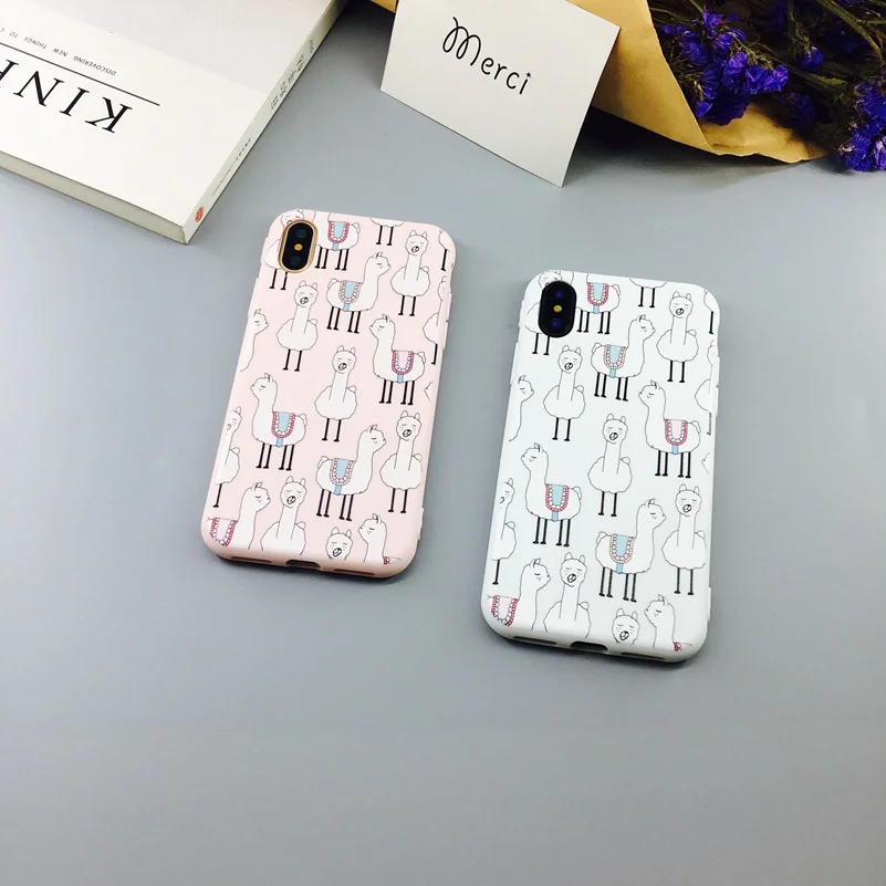 YiKELO Милый Мультфильм Альпака животные чехол для телефона iPhone X 6 6s 7 Plus Мягкий ТПУ