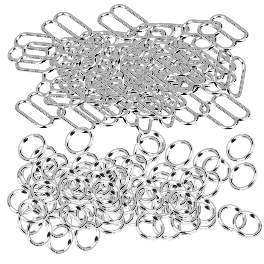 

200pcs Lingerie Bra Strap Rings Sliders Adjuster for Underwear Sewing