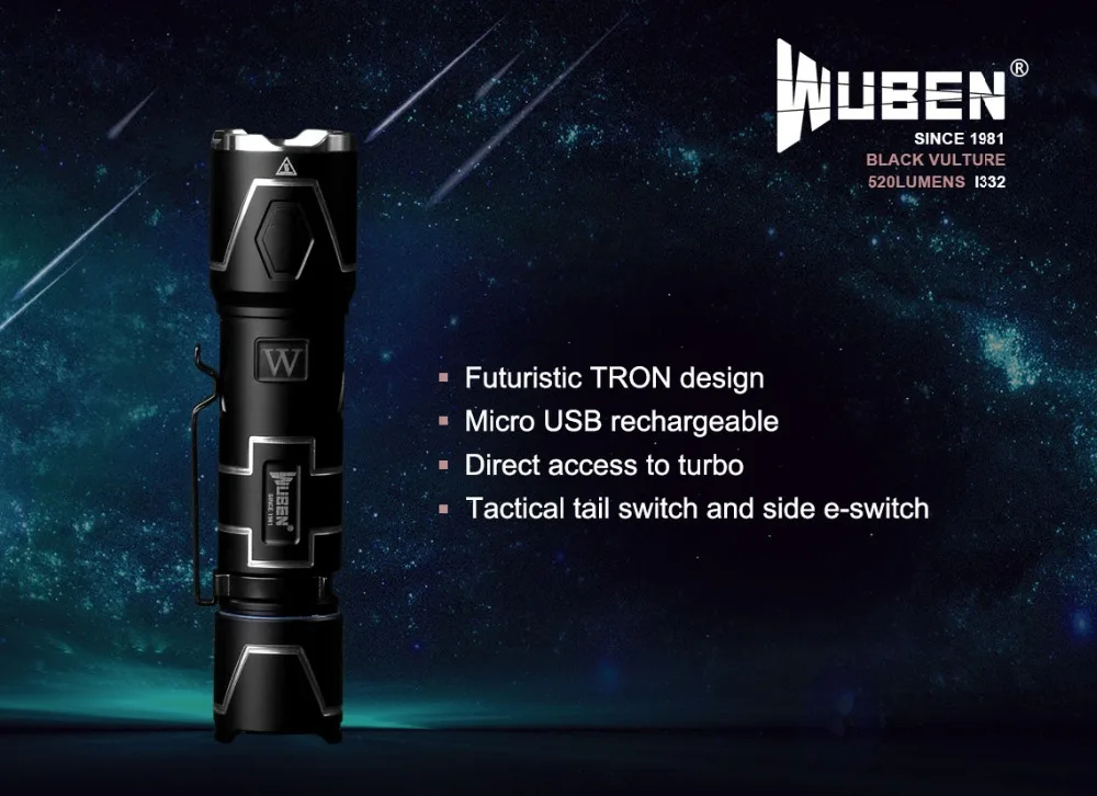 WUBEN I332 мини светодиодный светильник-вспышка USB Перезаряжаемый Тактический светильник-вспышка Cree XPL 520 люмен Водонепроницаемый 16340 фонарь-индикатор светильник
