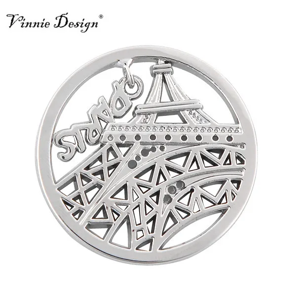 Vinnie Дизайн Ювелирные изделия 33 мм Эйфелева башня Париж Франция висячая монета