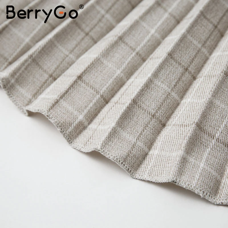 BerryGo элегантный офисный Женский блейзер платья женские Сексуальные Плиссированные клетчатые Длинные платья осенне-зимний халат Высокая талия с поясом женское платье