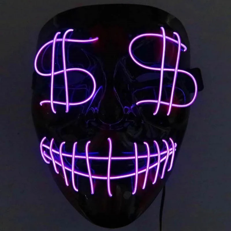 Маска EL Mask на Хэллоуин светящиеся маски Судная ночь | Дом и сад