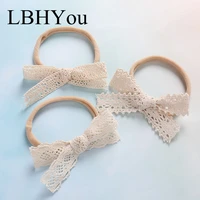 6pcslot handmade lace knot bows nylon headbandskorean sweet bow stretchy nylon head bandsbaby girls soft hair accessories