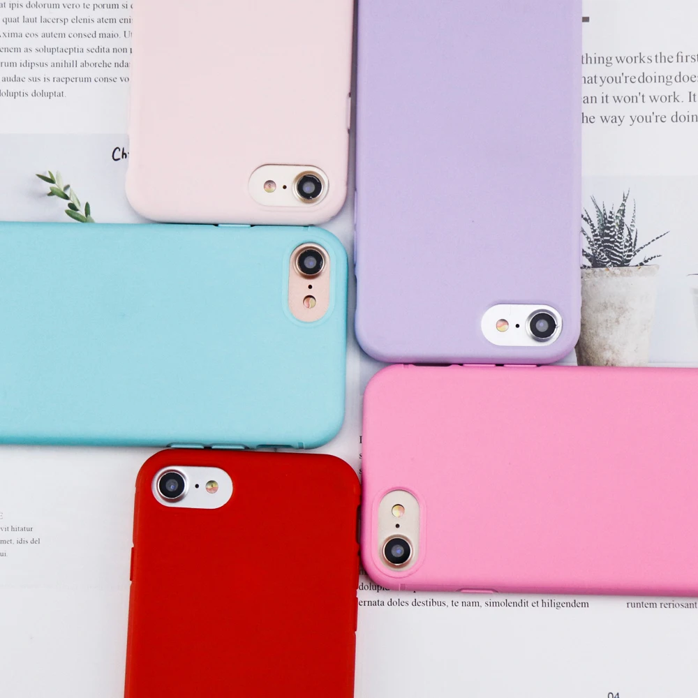 Candy Color TPU Rubber Silicone Case for iPhone 7 7Plus Matte Frosted Soft Cover Protection X 8 6 6S |