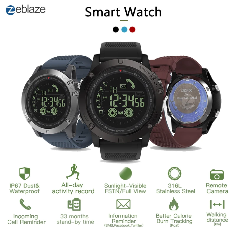 Zeblaze VIBE3 Pro IPS 3D цветной сенсорный дисплей Смарт часы 5ATM IP67 водонепроницаемый смарт