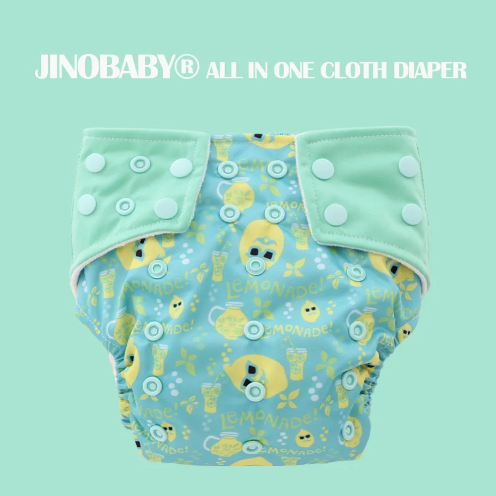 Супер Lemonade подгузники AIO бамбуковые многоразовые из ткани Jinobaby (1 шт. + 1 вставка)|aio