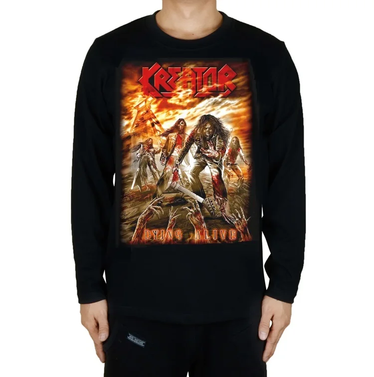 14 вариантов Kreator в роковом стиле 3D мозг череп рубашка фитнес тяжелый рок heavy Metal хлопковая футболка с длинным рукавом в стиле «панк», футболка