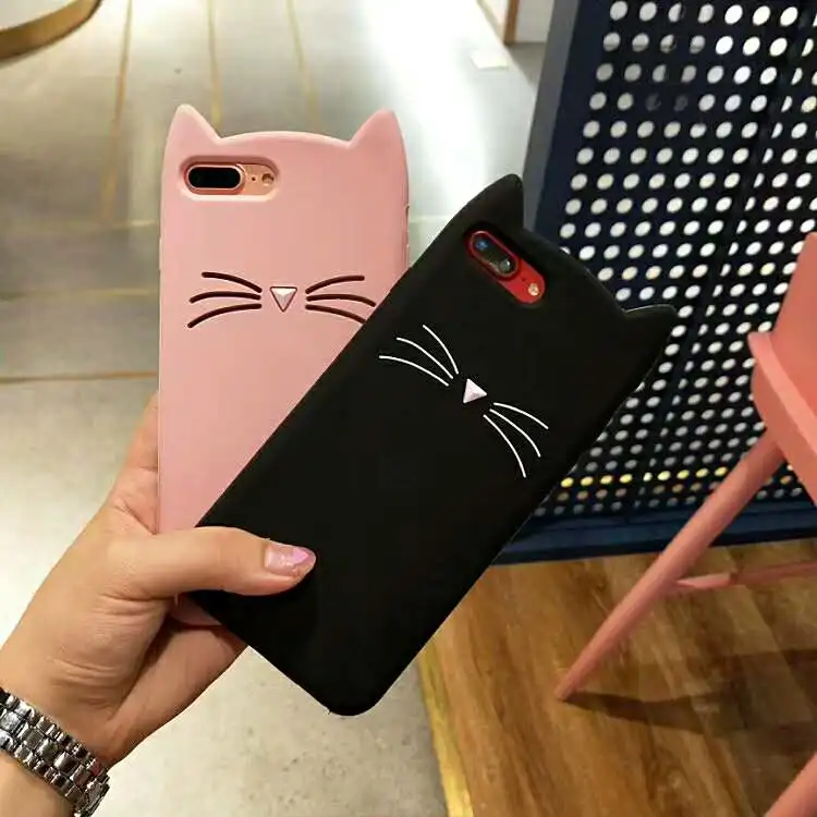 ZMASI 3D Moustache Cat Silicone Cell Case for iPhone 5 5s SE 8 7 6 6s plus Glitter Powder Soft Gel Back Funda Cover |