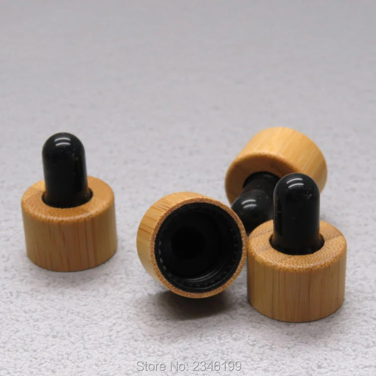 40pcs/lot 18/410 High Class Environmental Bamboo Wooden Dropper Cap Black/White DIY Common Size Essential Oil | Красота и здоровье