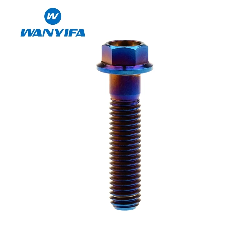 M8x35 Blue Wanyifa M8x15 20 25 30 35, 40 45 50 55 60 65 мм с коротким фланцем Головкой Винт С Титановым болтом для дисковые велосипедные тормозные цвета: золотистый, голубой цвет - Цвет: M8x35 Blue
