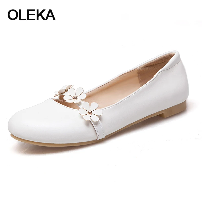 Oleka 2018 Весна Для женщин без каблука Обувь круглый носок удобная женская обувь