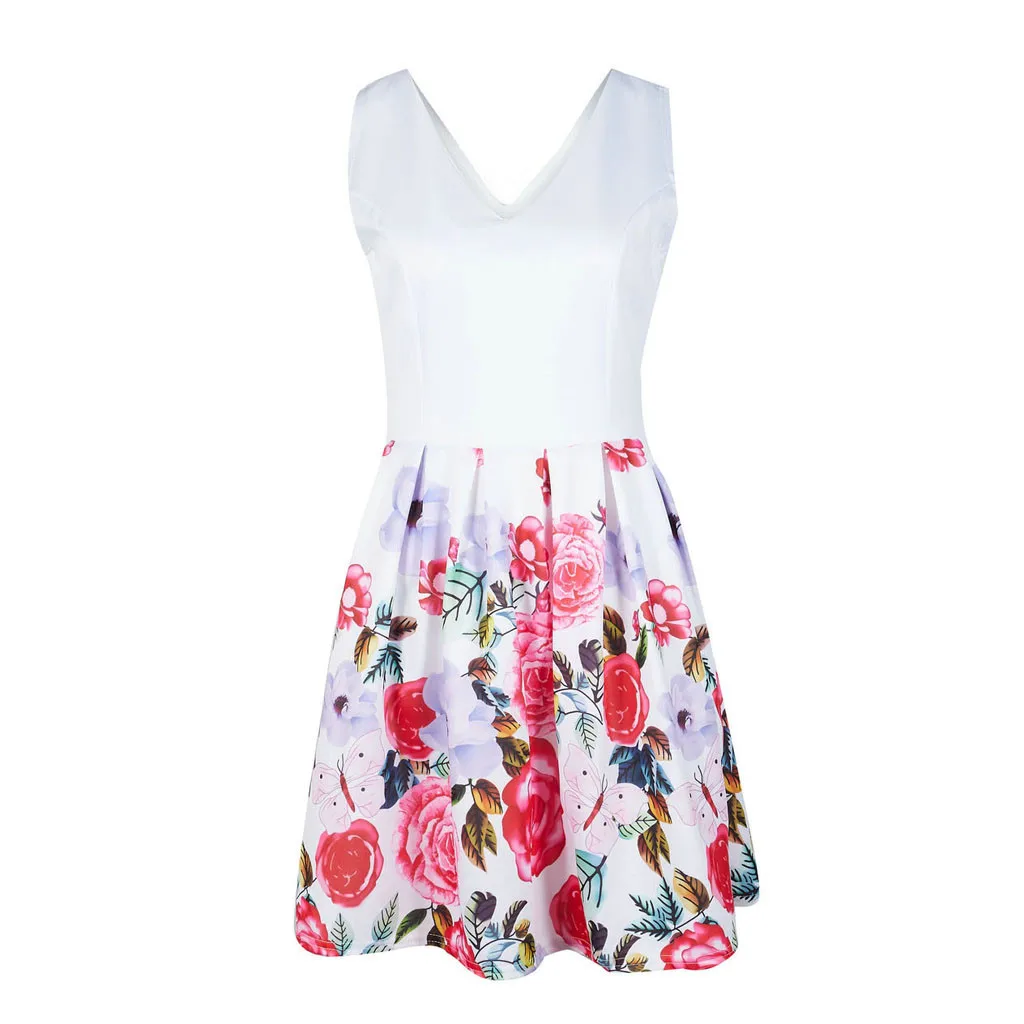 Женское платье-Страус с V-образным вырезом без рукавов | Женская одежда