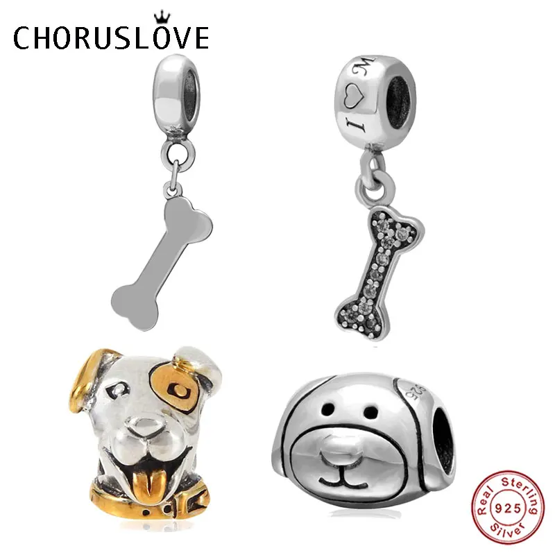 Choruslove преданный Лаки Собачья голова Шарм стерлингового серебра 925 пробы I Love My Bone